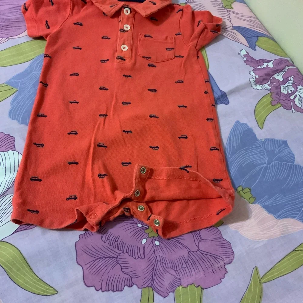 EUC Toddlers 2 Pz Romper Cars print & All American Boy